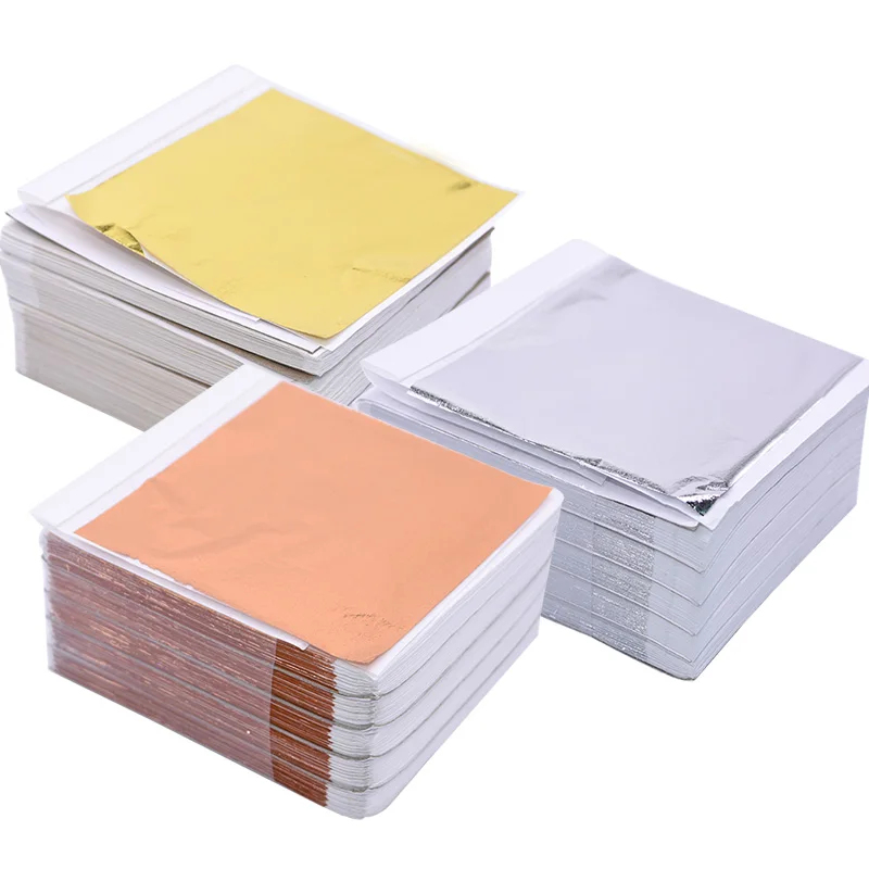 Nail Foil Transfer - 100Pcs Imitation Gold Sliver Copper Foil