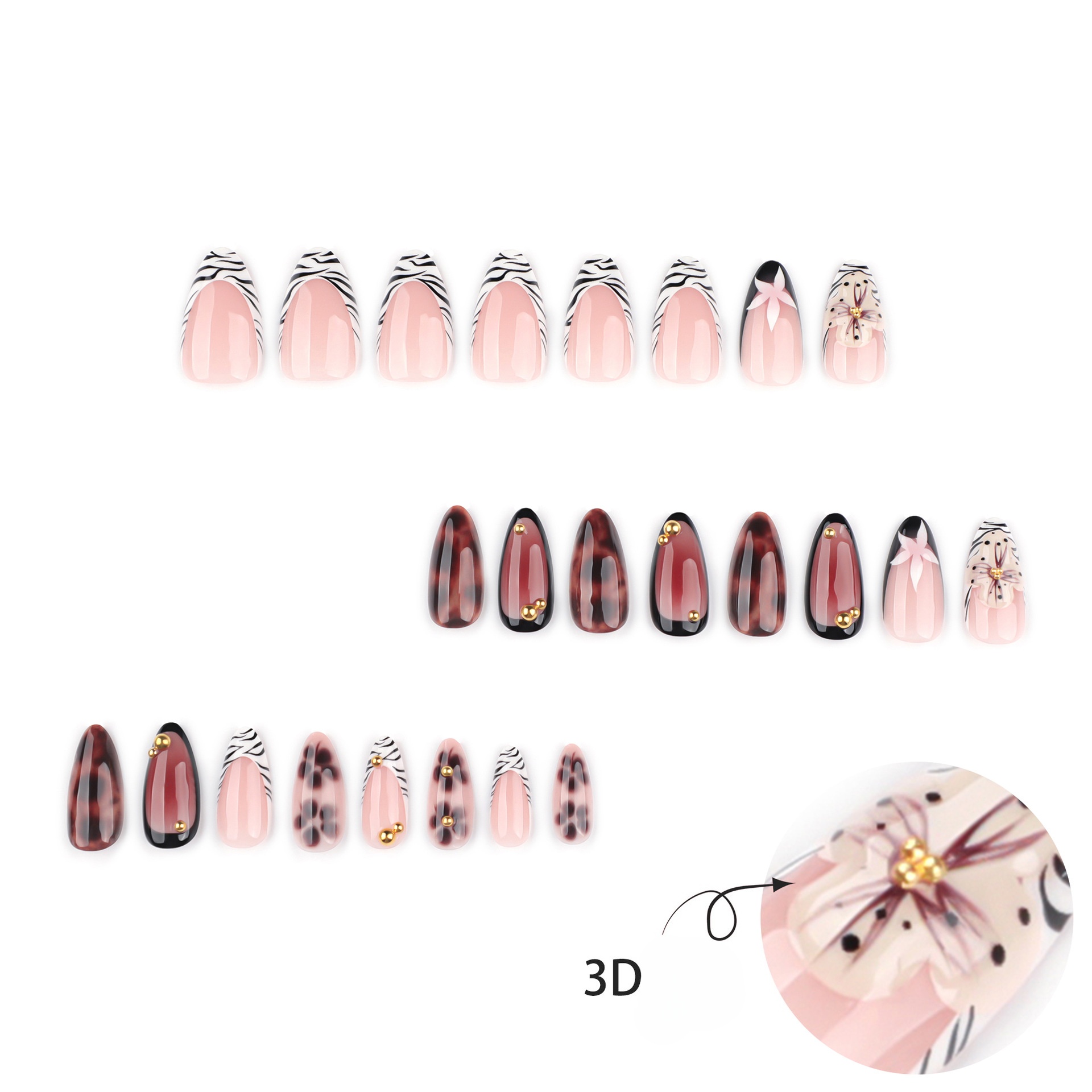 24Pcs French Zebra-Print Fake  - Nail Art Zebra ulasan dan harga