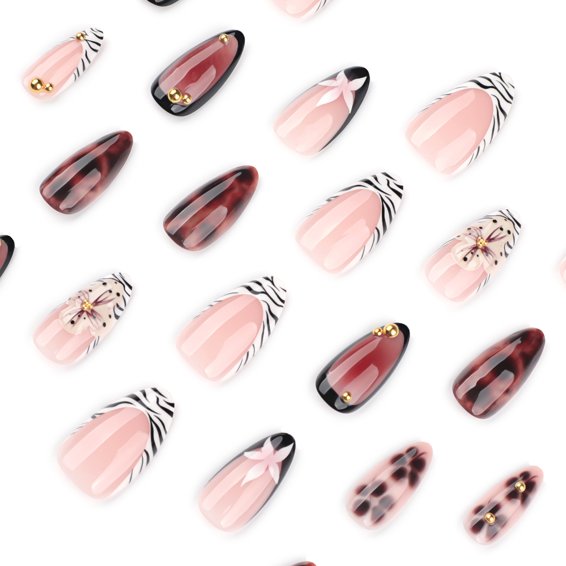 24Pcs French Zebra-Print Fake  - Nail Art Zebra ulasan dan harga