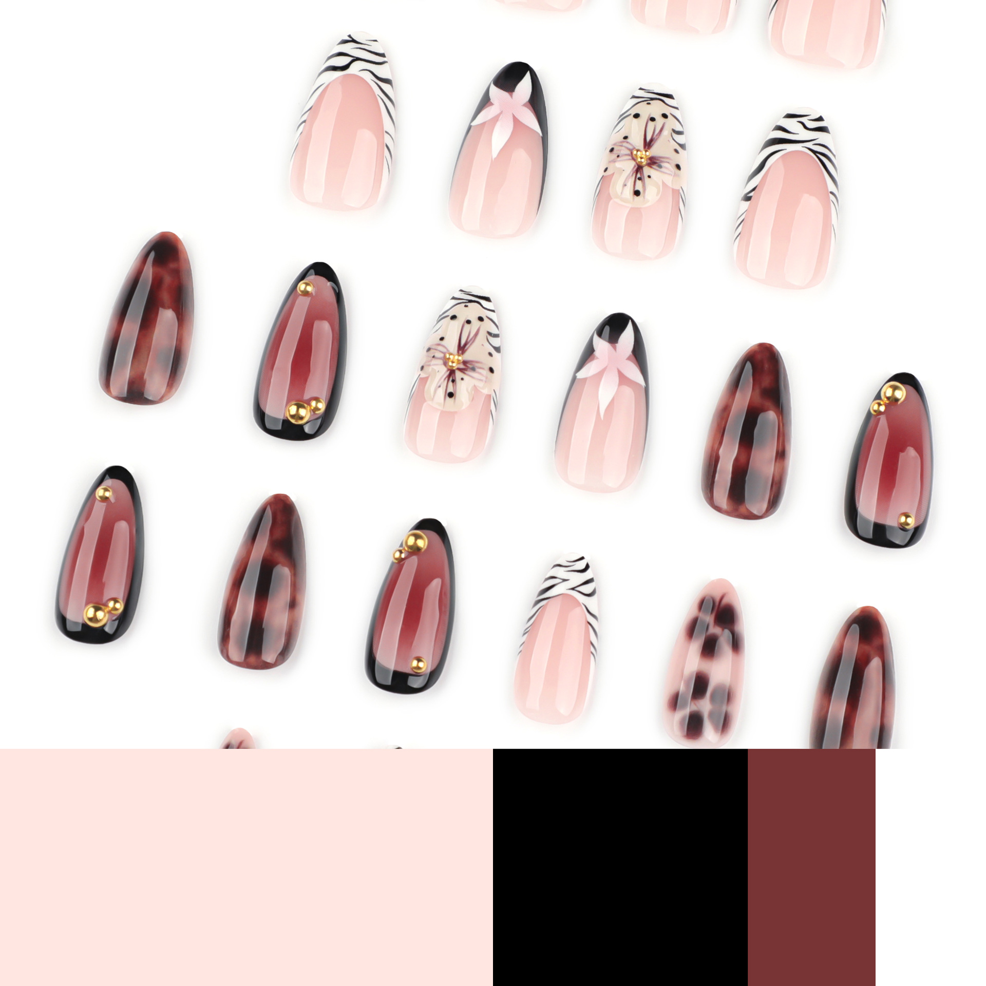 24Pcs French Zebra-Print Fake  - Nail Art Zebra ulasan dan harga