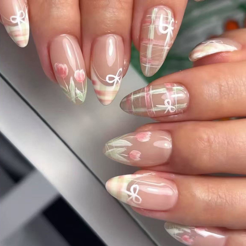 24pcs Bow False Nails Sets Pre - Nail Art Valentine ulasan dan harga