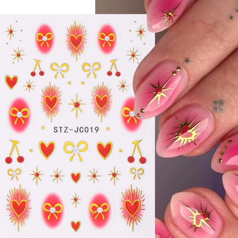 Y2K Bronzing Heart Blusher Sti - Nail Art Valentine ulasan dan harga
