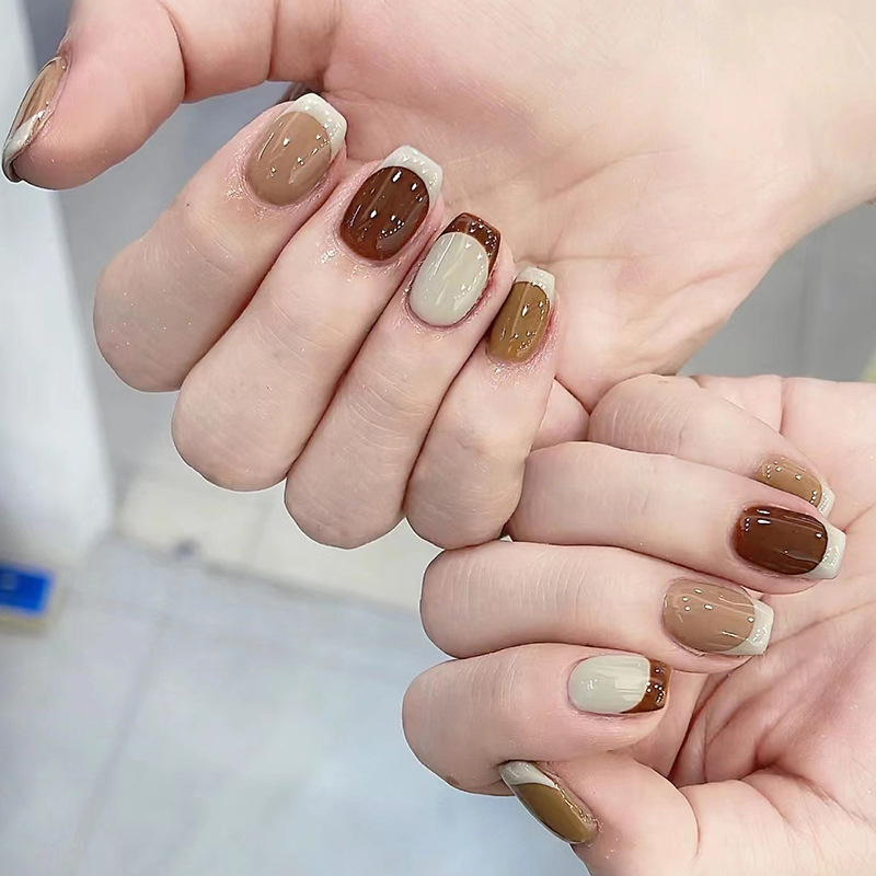 24Pcs Caramel Brown Ombre Glit - Nail Art Ombre Glitter ulasan dan harga