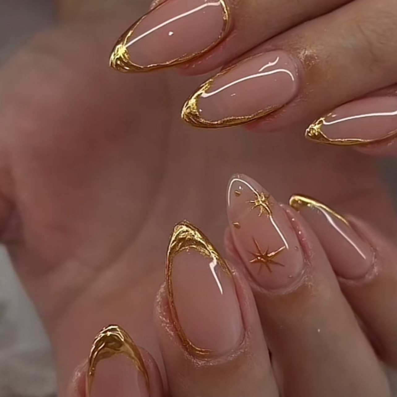 24Pcs Short Almond Nails Set F - Nail Art Glitter ulasan dan harga