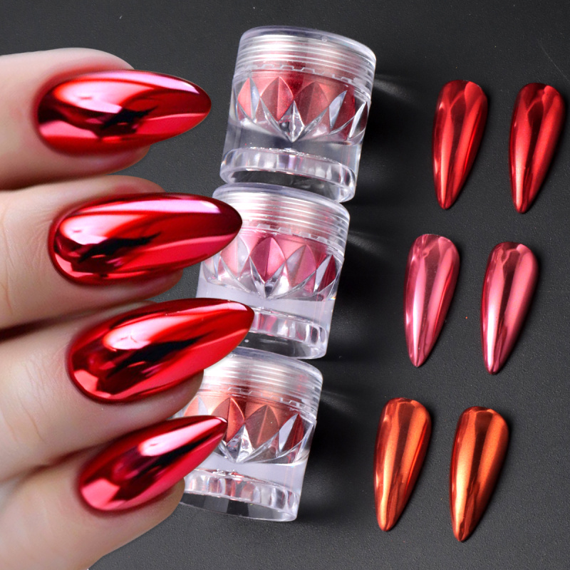 Chrome Red Pink Nail Glitter P - Nail Art Valentine ulasan dan harga