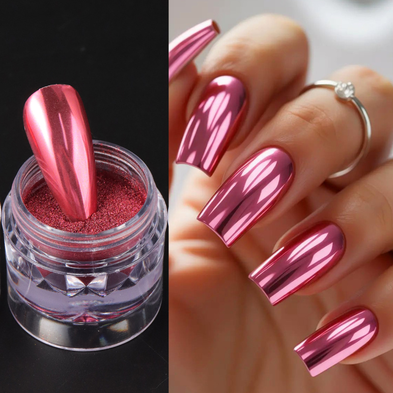 Chrome Red Pink Nail Glitter P - Nail Art Valentine ulasan dan harga