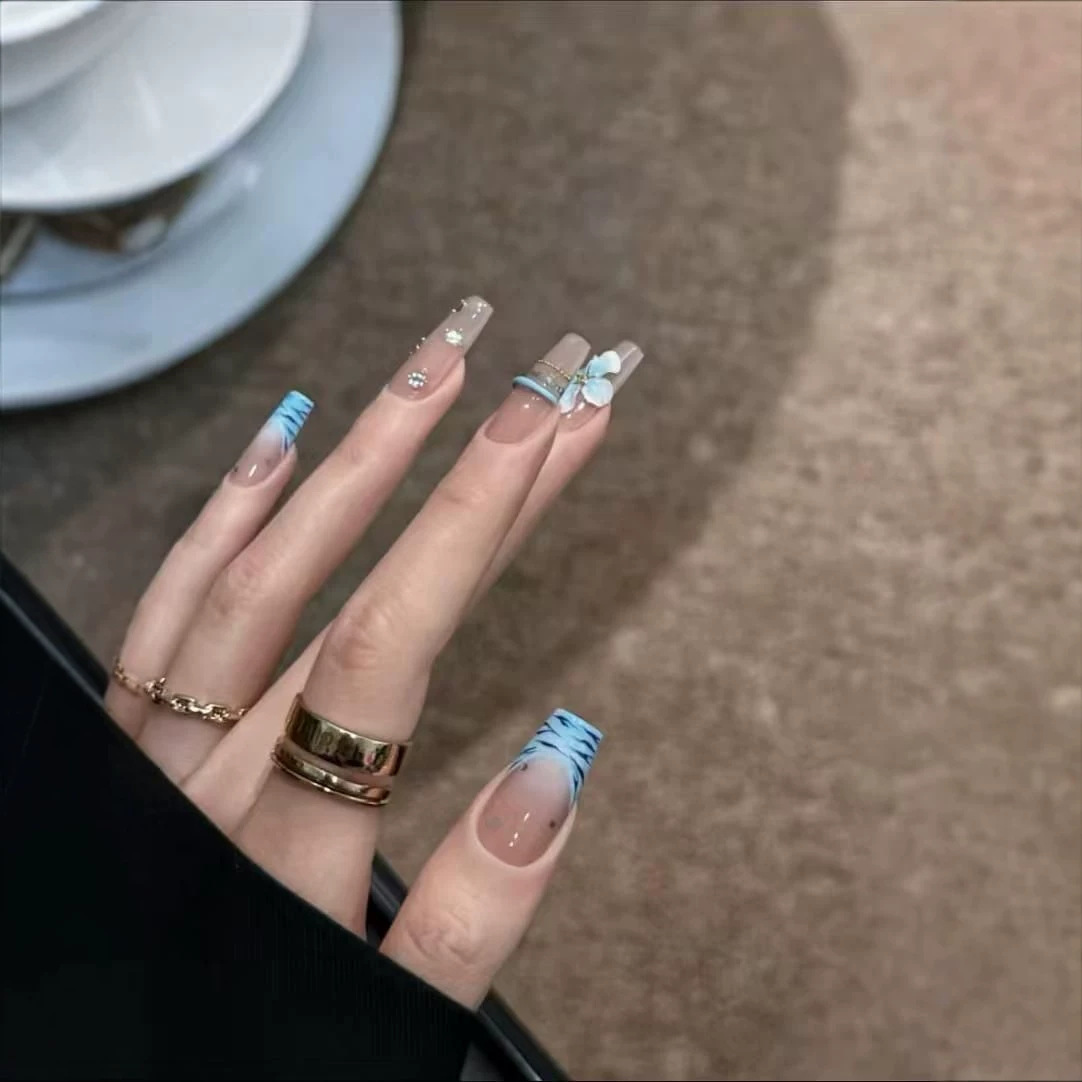 10pcs Handmade Middle Press On - Nail Art Zebra ulasan dan harga