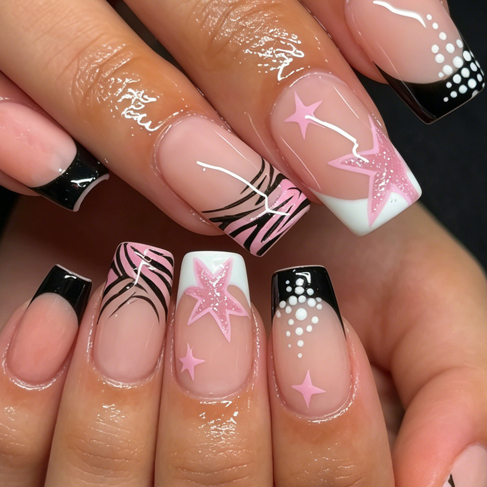 24Pcs Black White French Stick - Nail Art Zebra ulasan dan harga