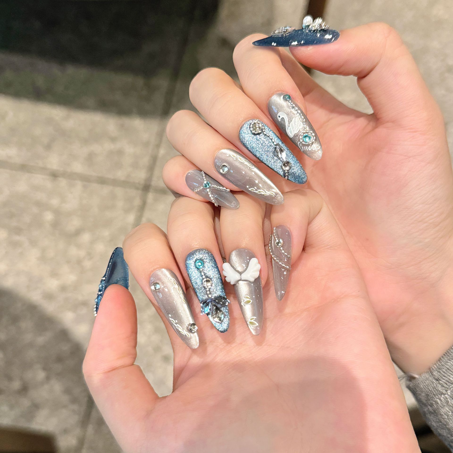 10Pcs White Swan Handmade Fals - Nail Art Glitter ulasan dan harga