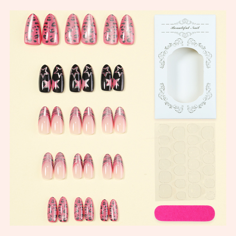 24pcs Y2K Pink Zebra Leopard P - Nail Art Zebra ulasan dan harga