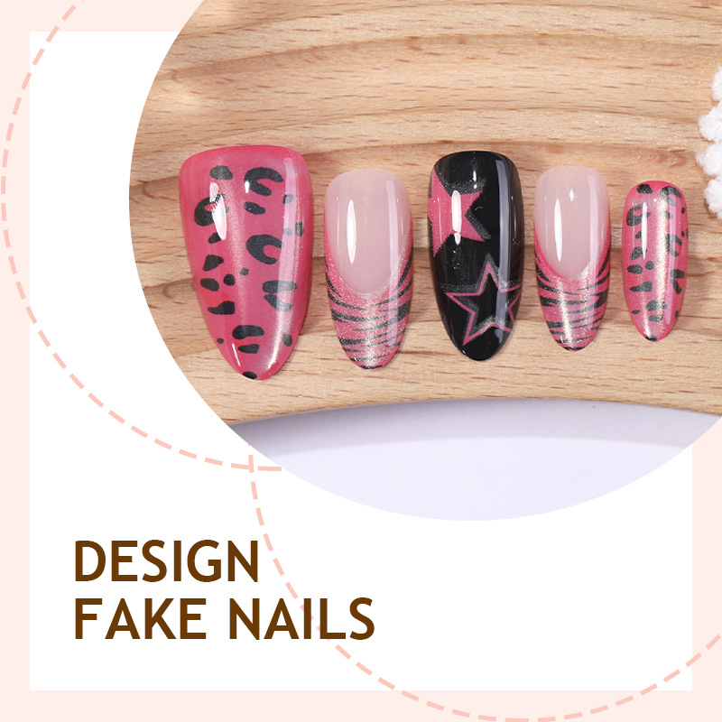24pcs Y2K Pink Zebra Leopard P - Nail Art Zebra ulasan dan harga