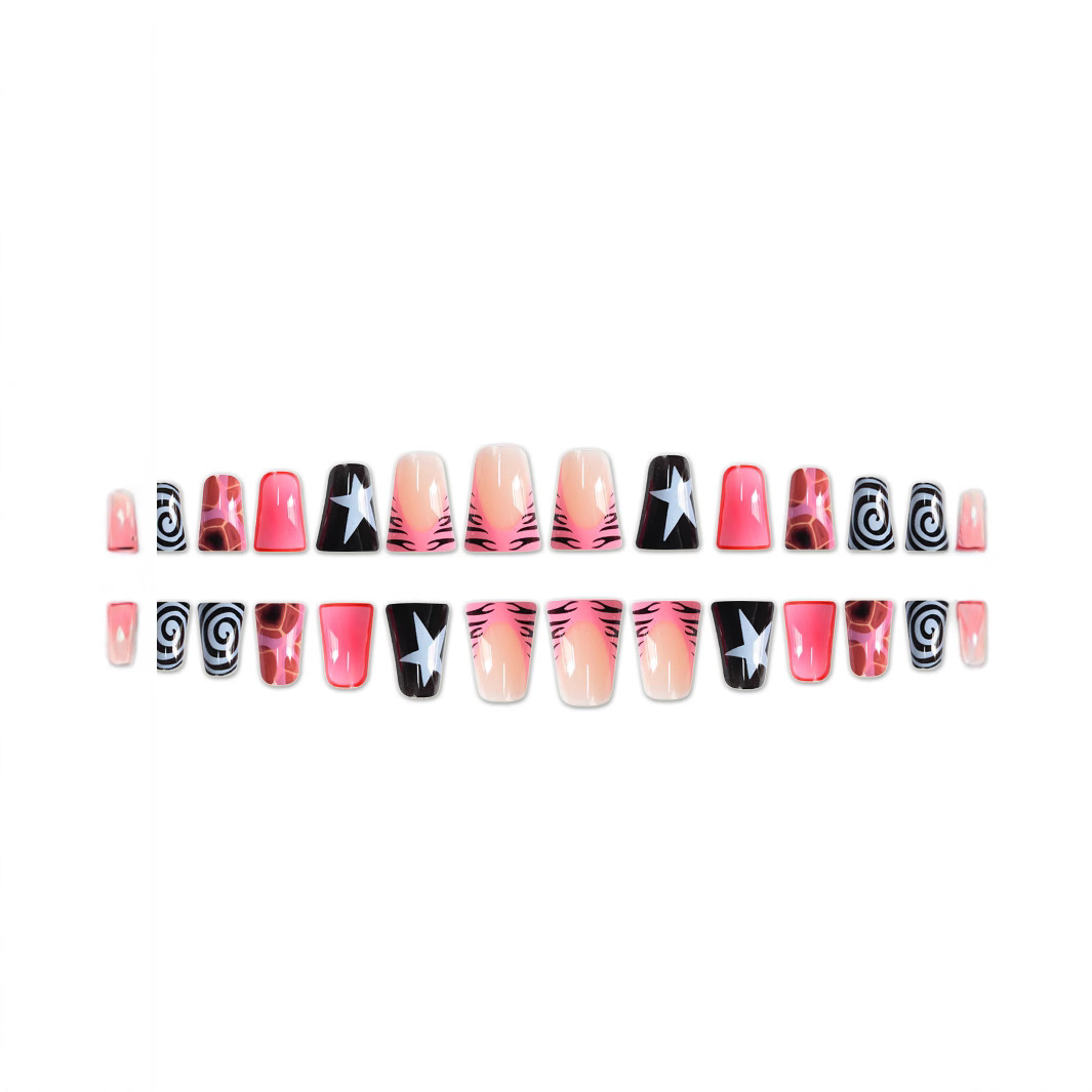 24PCS Pink Black Duckbill Pres - Nail Art Zebra ulasan dan harga