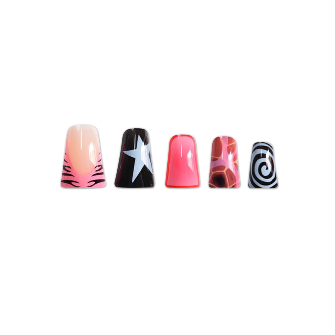 24PCS Pink Black Duckbill Pres - Nail Art Zebra ulasan dan harga