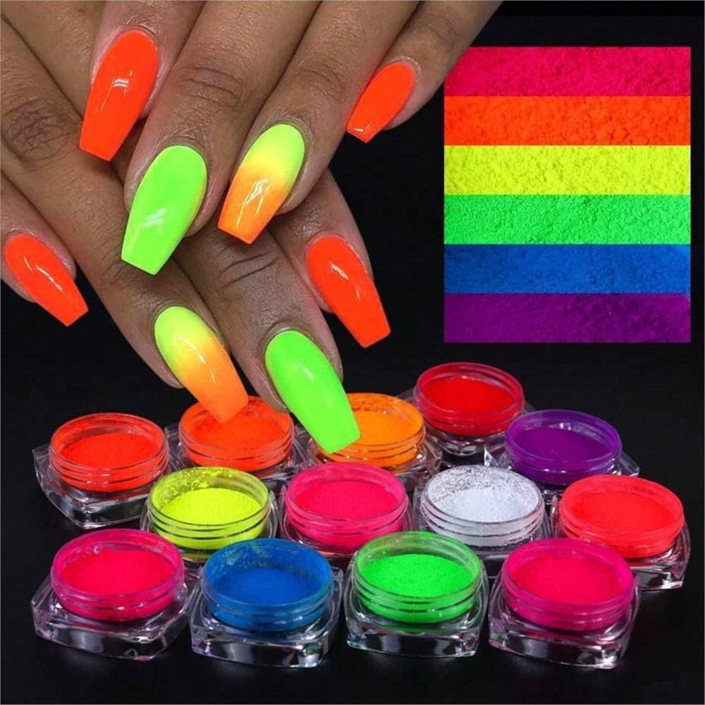 1Set Colorful Neon Phosphor Pi - Nail Art Ombre Glitter ulasan dan harga