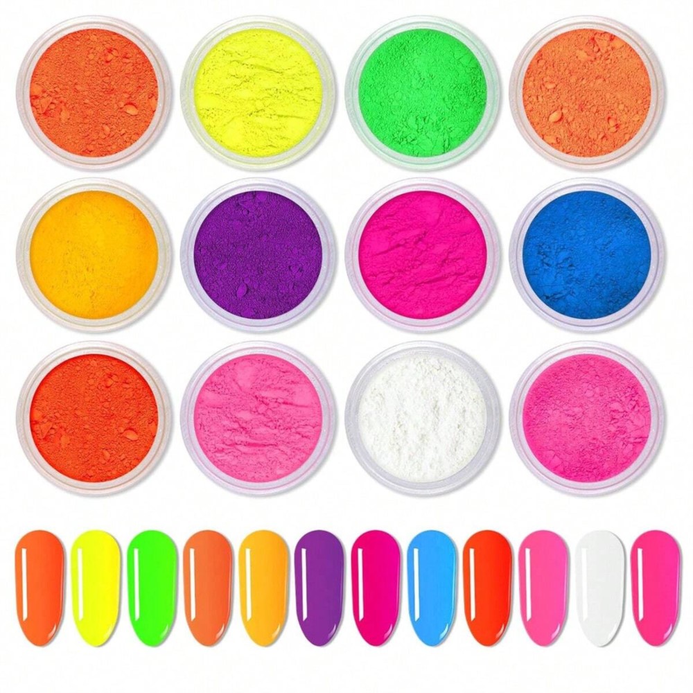 1Set Colorful Neon Phosphor Pi - Nail Art Ombre Glitter ulasan dan harga