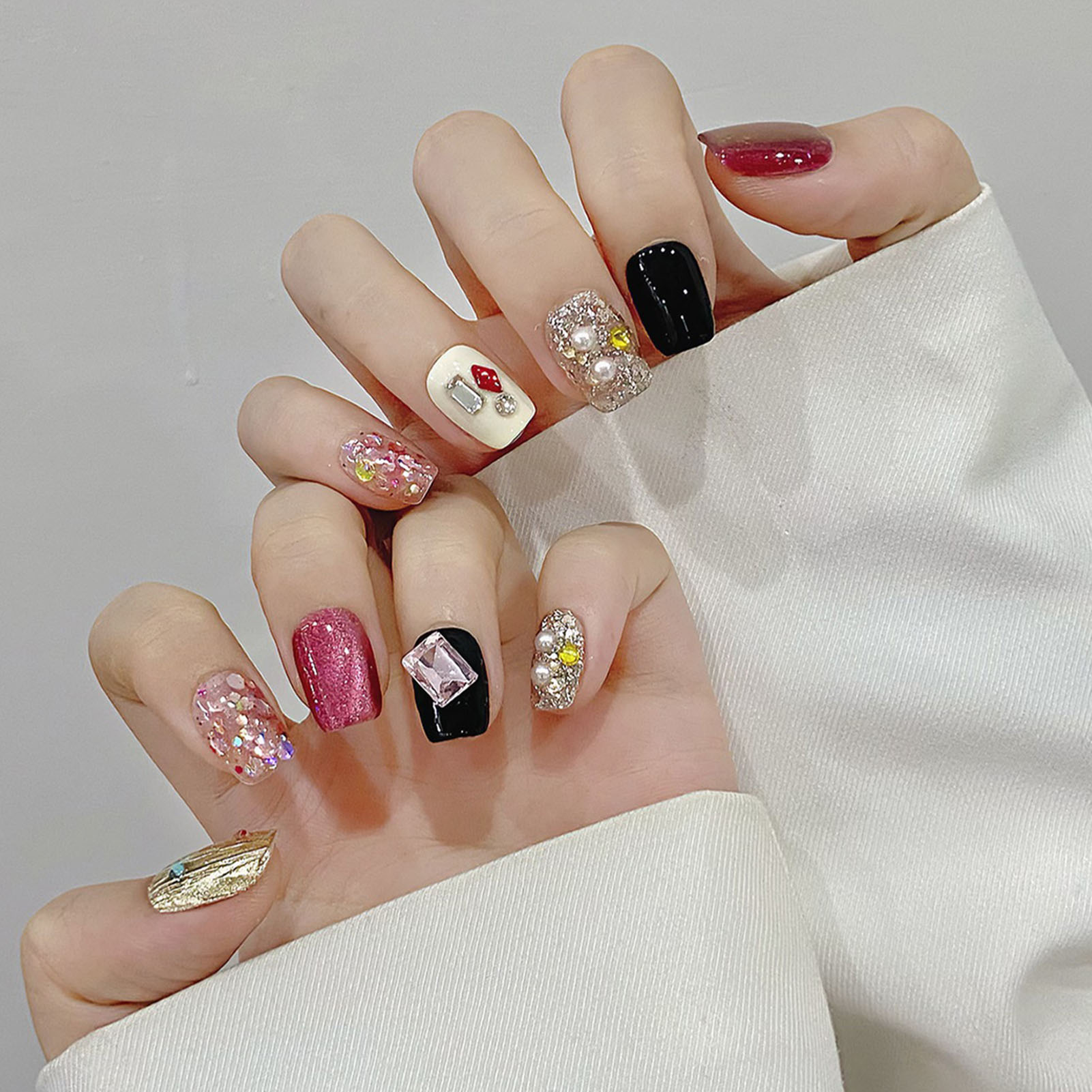 Handmade Press on Nails Glitte - Nail Art Glitter ulasan dan harga