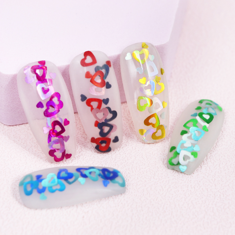 Holographic Love Heart Nail Ar - Nail Art Valentine ulasan dan harga