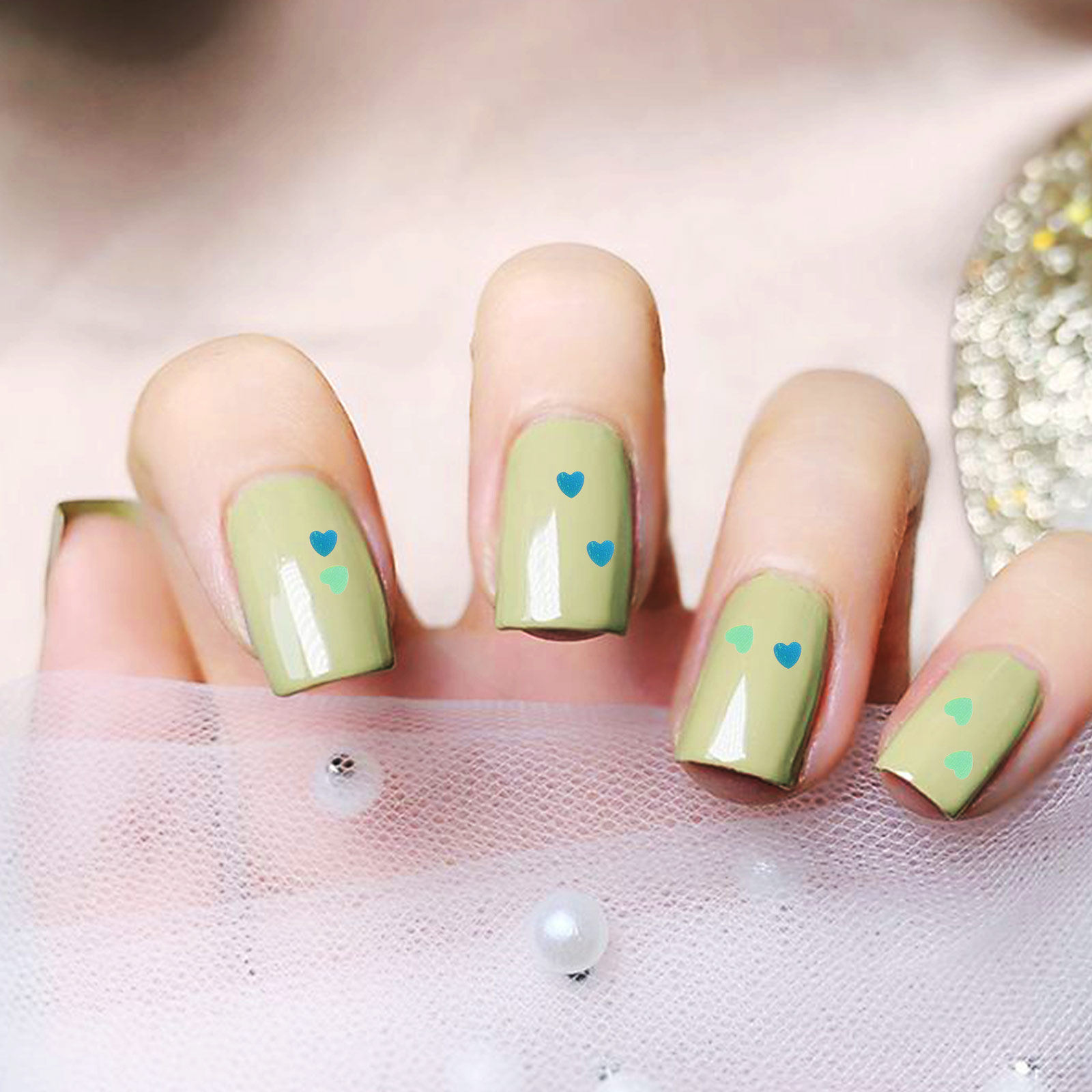 1Set Shinning Heart Nail Sequi - Nail Art Valentine ulasan dan harga