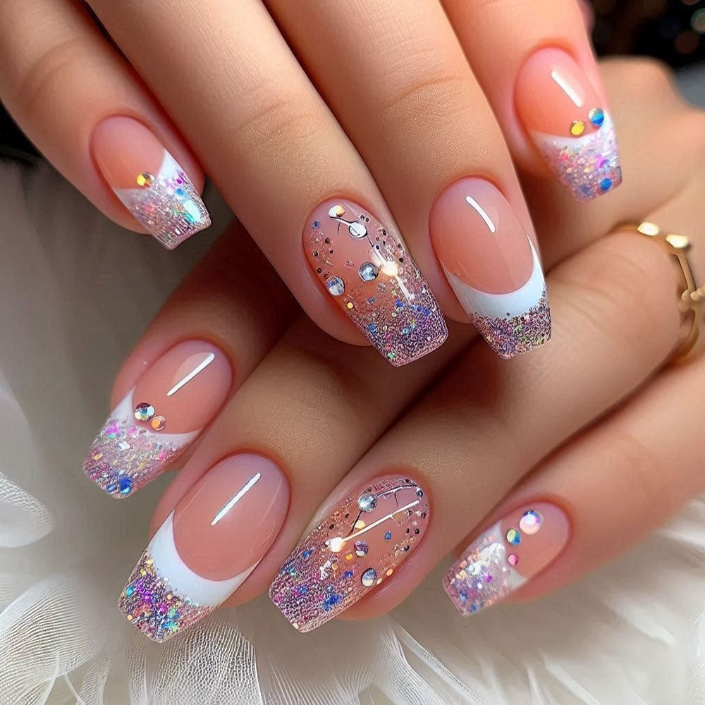 24pcs/set Short Medium fake na - Nail Art Glitter ulasan dan harga