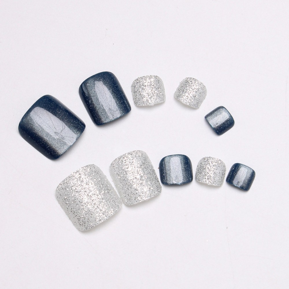 24PCS Ocean Blue Cat Eye Toena - Nail Art Glitter ulasan dan harga