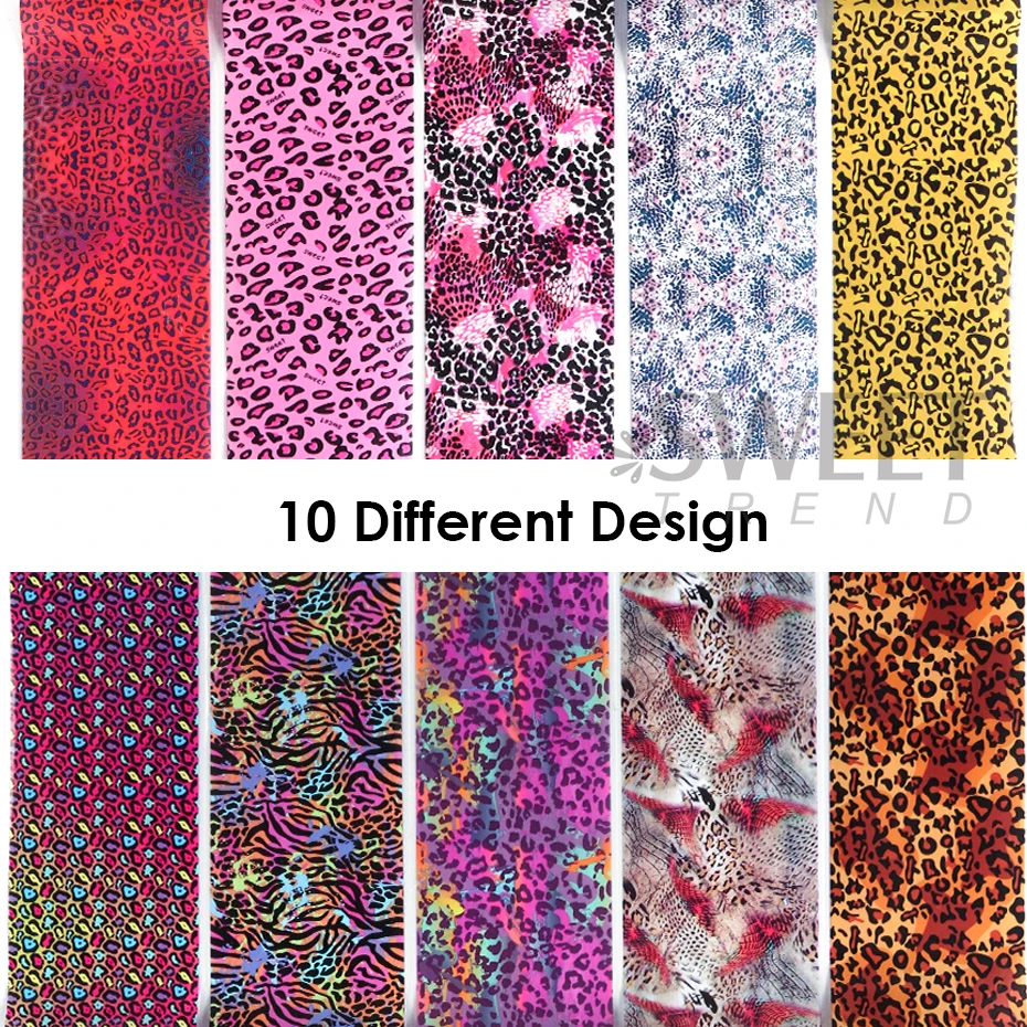 10pcs Colorful Leopard Print N - Nail Art Zebra ulasan dan harga