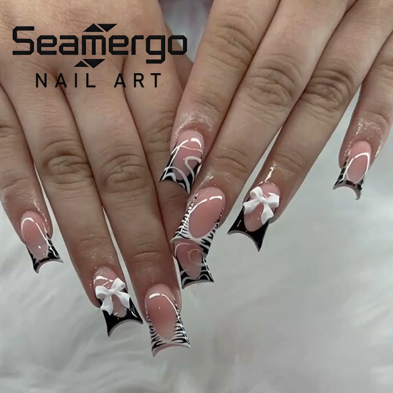24PCS Simple Black Duckbill Fa - Nail Art Zebra ulasan dan harga