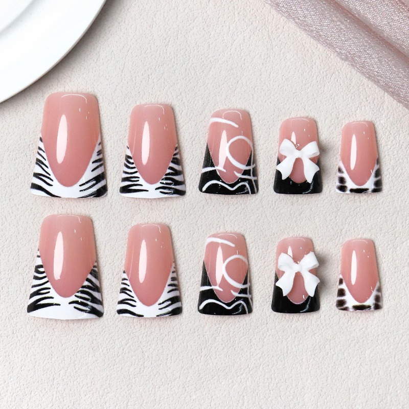 24PCS Simple Black Duckbill Fa - Nail Art Zebra ulasan dan harga