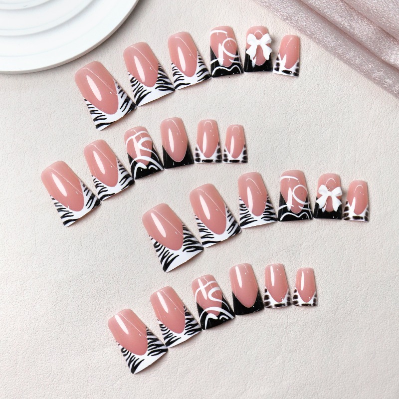 24PCS Simple Black Duckbill Fa - Nail Art Zebra ulasan dan harga
