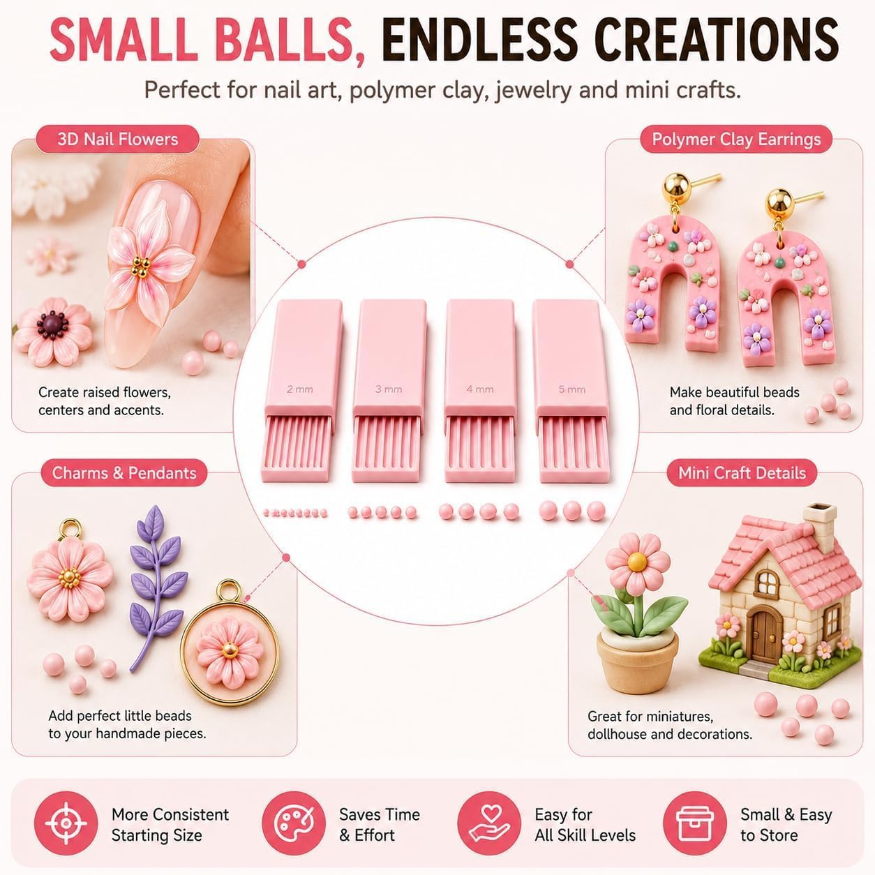 4PCS 3D Print Clay Gel Ball Ma - Nail Art Design ulasan dan harga