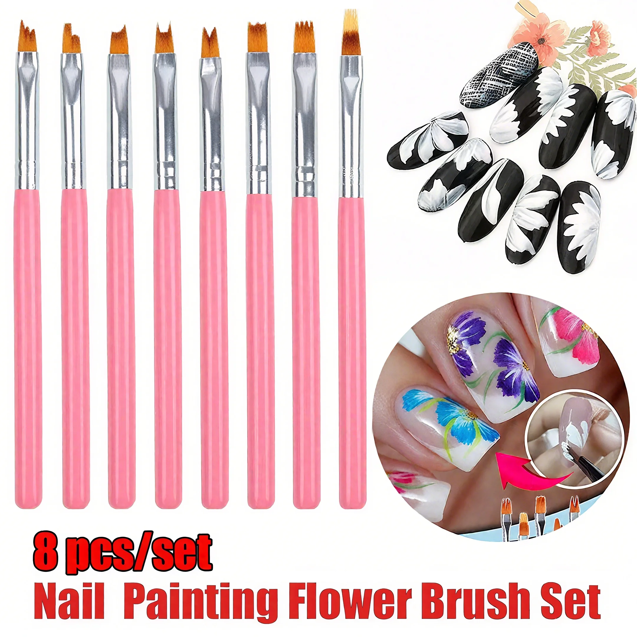 8-Piece Nail Art Brush Set – Z - Nail Art Zig Zag ulasan dan harga