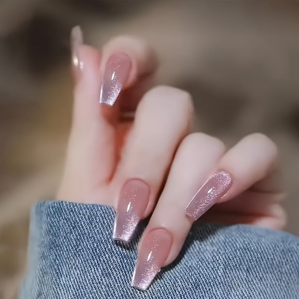 24pcs Sparkling Pink Glitter C - Nail Art Design ulasan dan harga