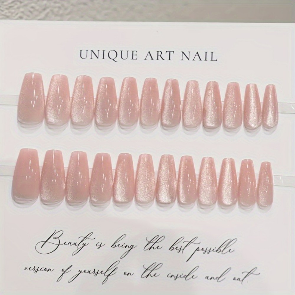 24pcs Sparkling Pink Glitter C - Nail Art Design ulasan dan harga