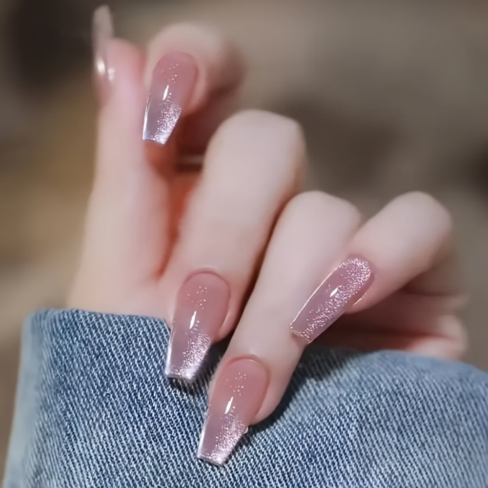 24pcs Sparkling Pink Glitter C - Nail Art Design ulasan dan harga