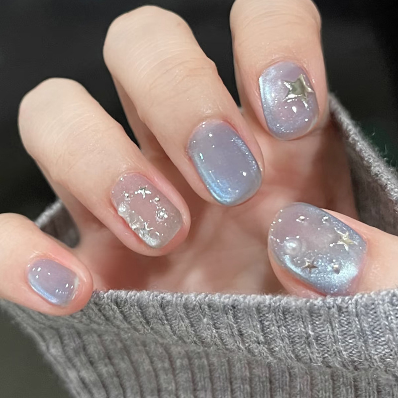 24pcs Short Square Press on Na - Nail Art Ombre Glitter ulasan dan harga
