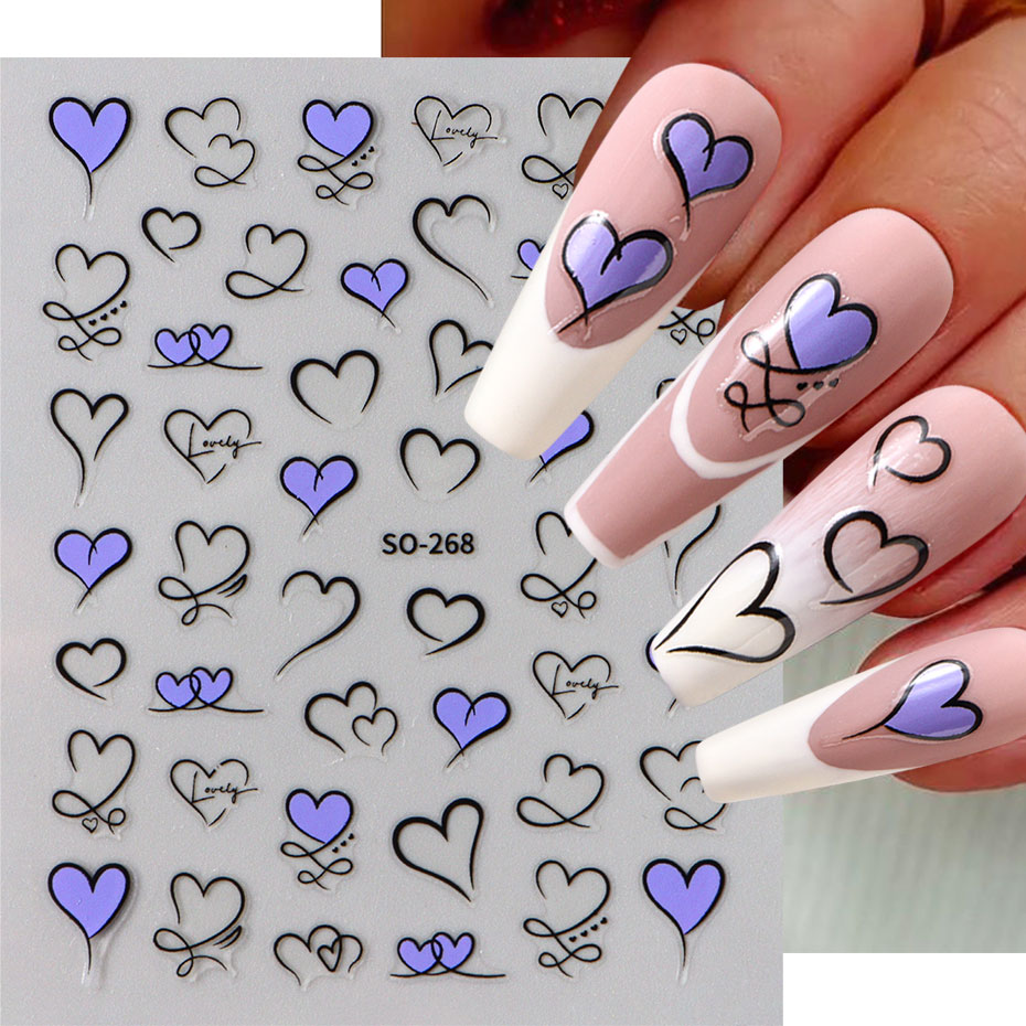 3pcs Y2K Gold Wave Line Heart  - Nail Art Valentine ulasan dan harga