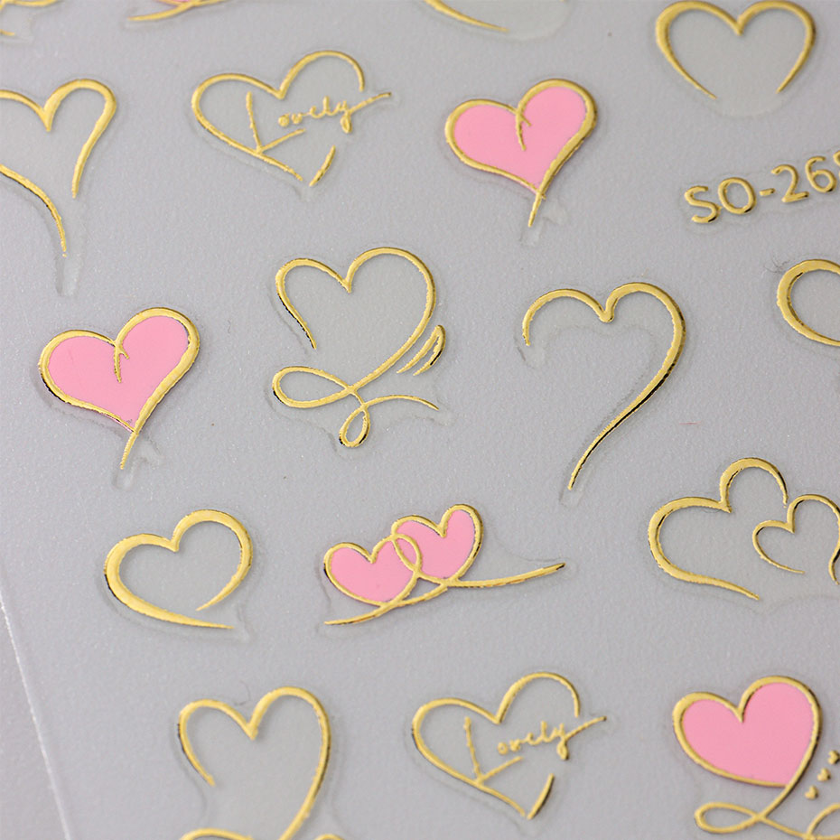3pcs Y2K Gold Wave Line Heart  - Nail Art Valentine ulasan dan harga