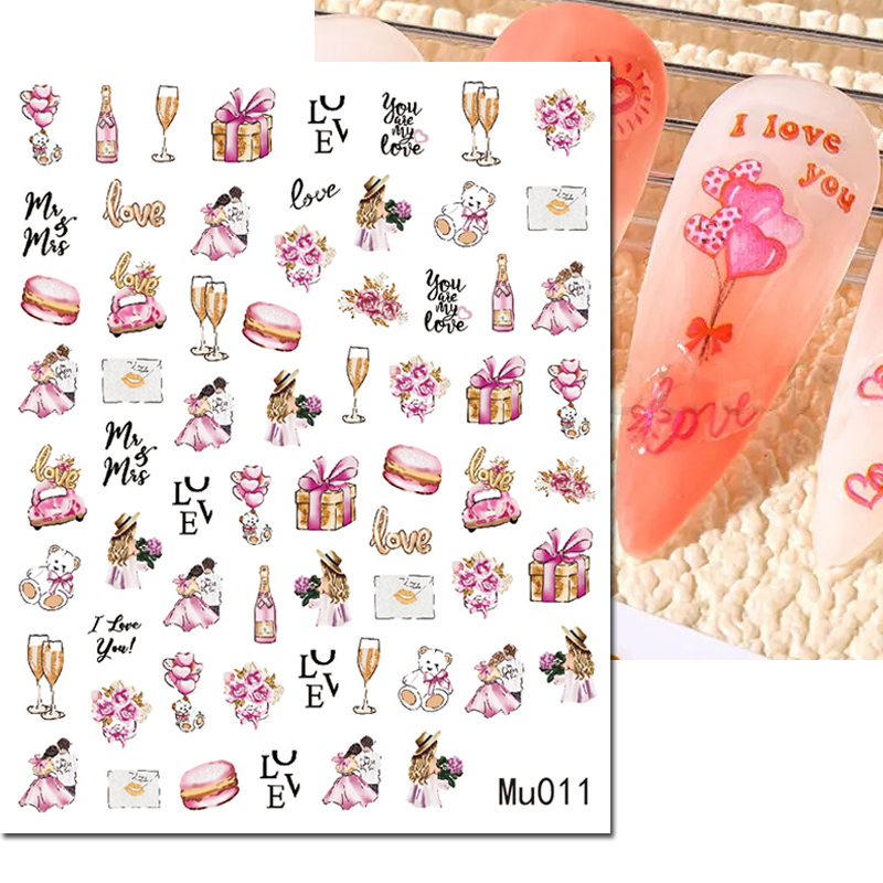 3d Nail Art Sliders Stickers V - Nail Art Valentine ulasan dan harga