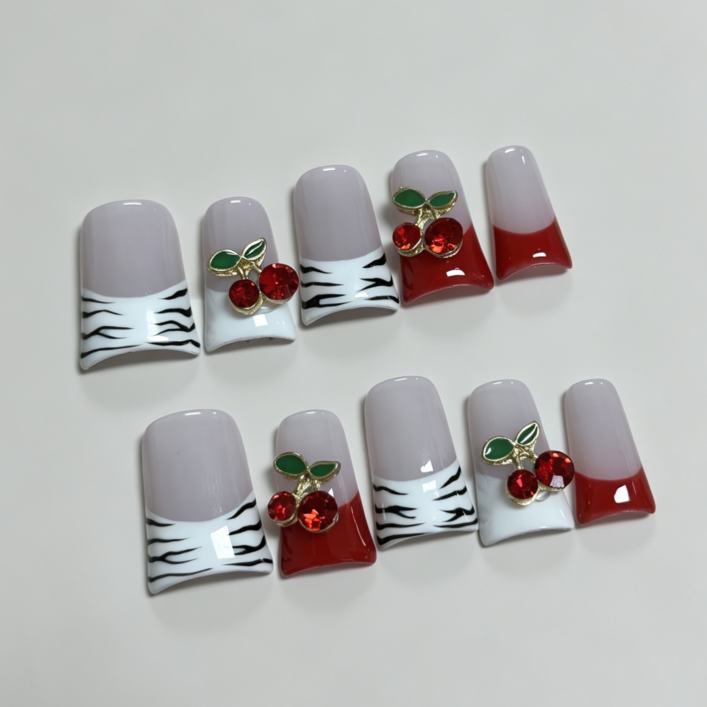 Medium Square 10Pcs French Pre - Nail Art Zebra ulasan dan harga