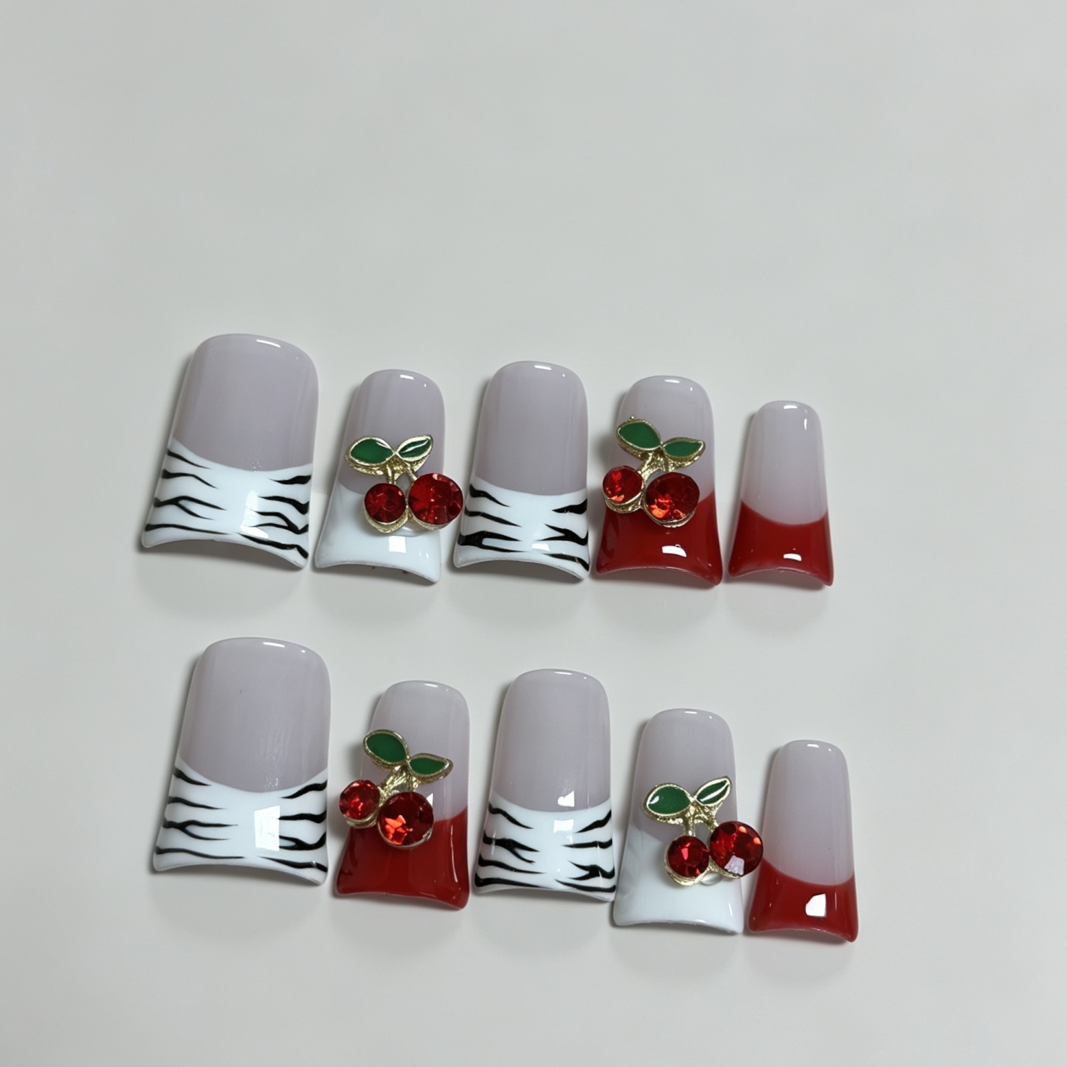 Medium Square 10Pcs French Pre - Nail Art Zebra ulasan dan harga