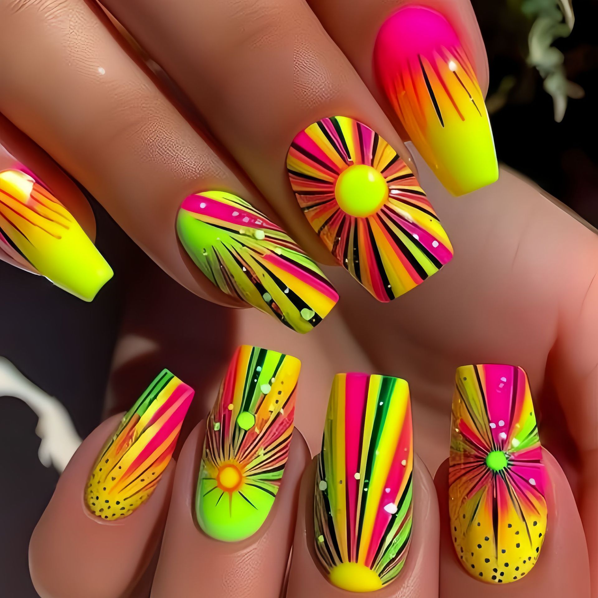 Colorful Ombre Press on Nails  - Nail Art Ombre Glitter ulasan dan harga