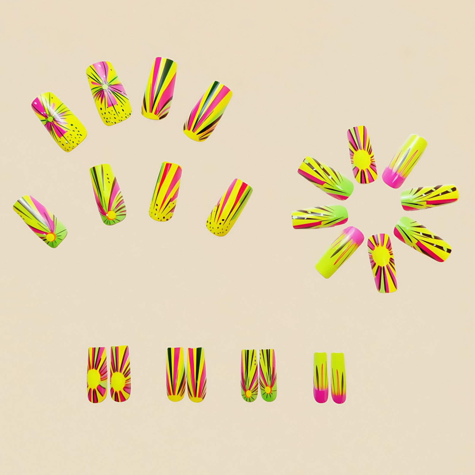 Colorful Ombre Press on Nails  - Nail Art Ombre Glitter ulasan dan harga