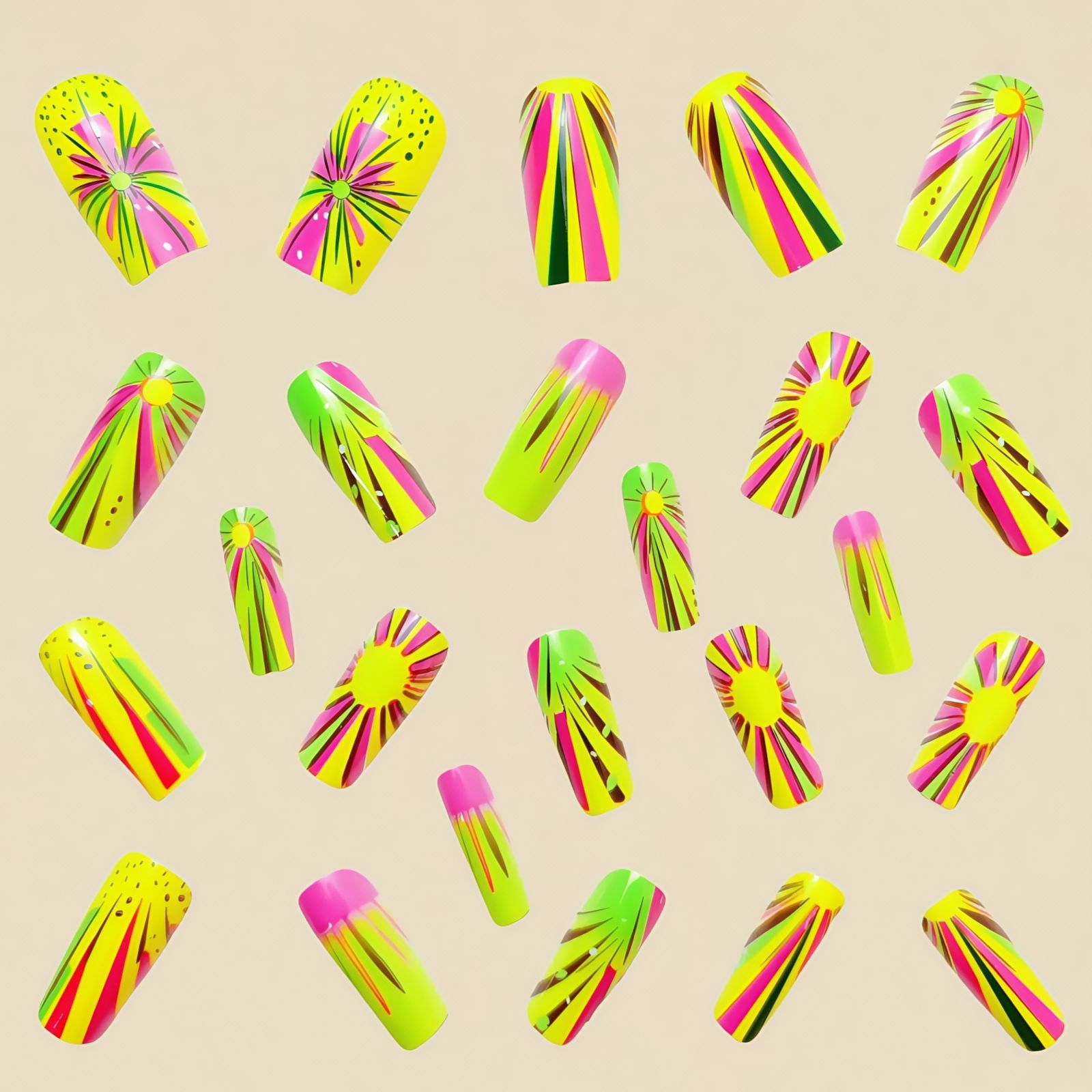 Colorful Ombre Press on Nails  - Nail Art Ombre Glitter ulasan dan harga