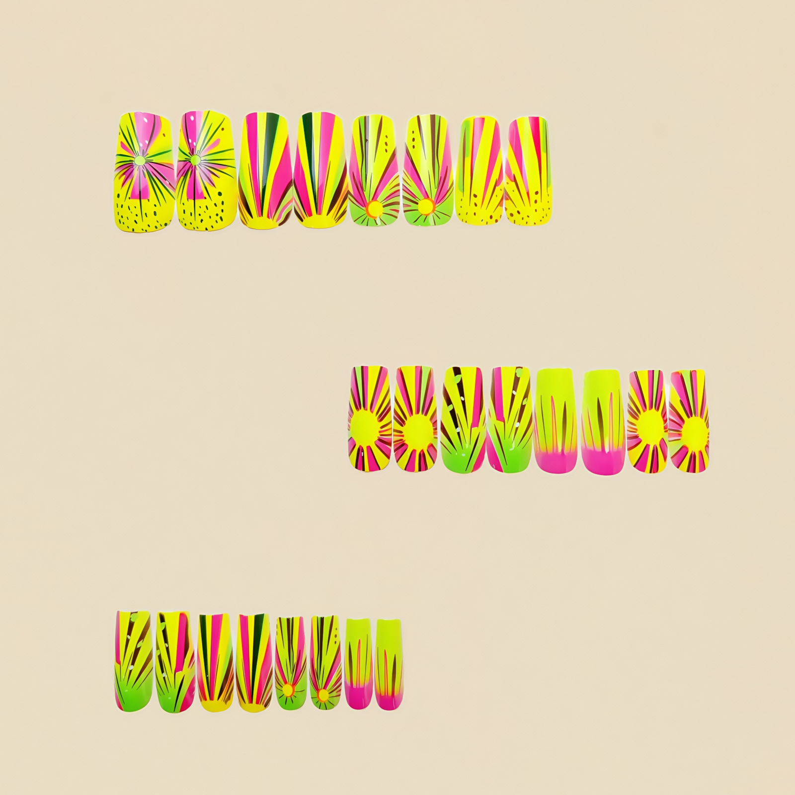 Colorful Ombre Press on Nails  - Nail Art Ombre Glitter ulasan dan harga